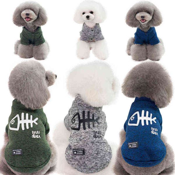 

autumn and winter pet cloth fish bone dog small medium-sized two legged sweater