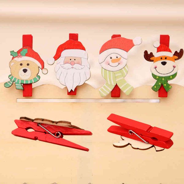 

christmas decorations cartoon wooden clip diy santa claus 5cm