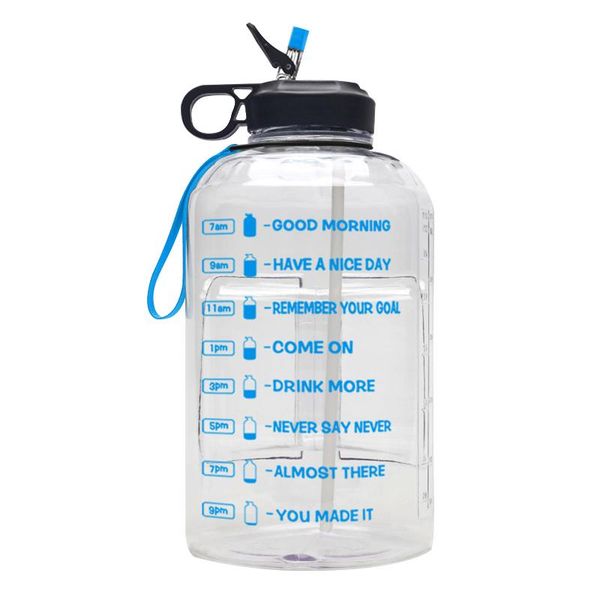 

water bottle 3.78l fitness climbing wide mouth leak proof camping plastic sports gym with handle scale hiking large capacity