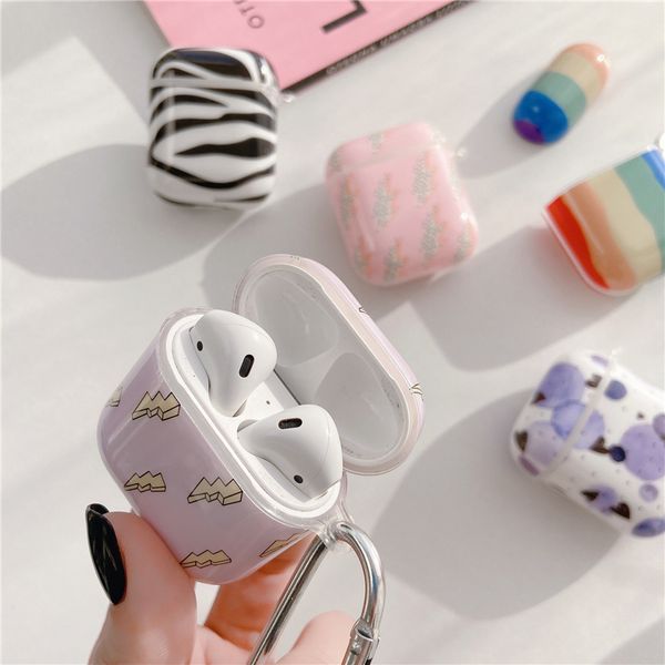 para Apple Airpods Pro 1st 2nd 3 Generation TPU Estuche blando Auriculares inalámbricos Bluetooth Funda protectora Imd Rainbow Zebra Pattern Cover 5 colores