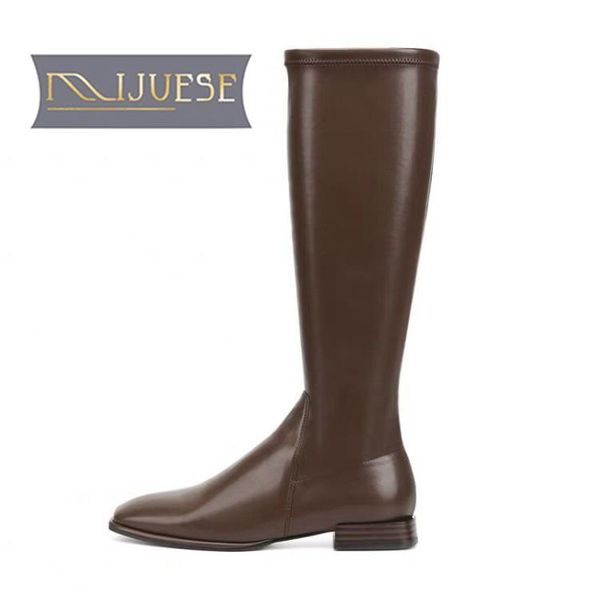 

boots mljuese 2021 women knee-high soft microfiber winter zippers short plush low heels square toe party wedding, Black