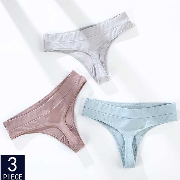 

women's panties 3pcs cotton thong breathable underwear briefs lingerie intimate ladies low-rise g-string, Black;pink