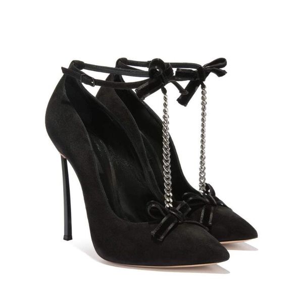 

dress shoes fashion t-strap single suede black pointed bows chains high heels pumps elegant dance women's party shoe
