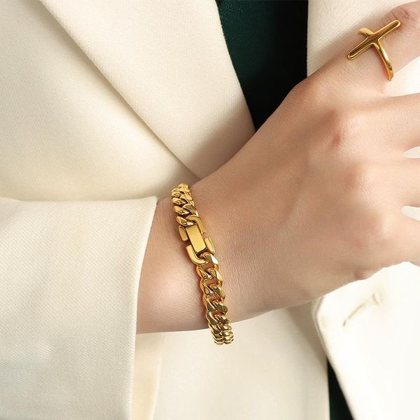 

stainless steel jewelry unique design 8mm thick watch clasp bangles minimalist statement summer bracelets bangle, Black