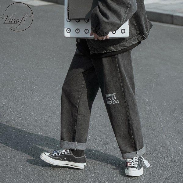 

women's jeans varofi 2021 harlan loose wide leg pants blue straight street large