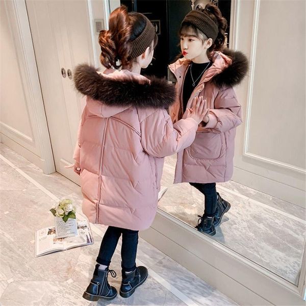 

down coat baby winter outerwear coats fashion solid color children's girls kids clothes mid-long warm, Blue;gray
