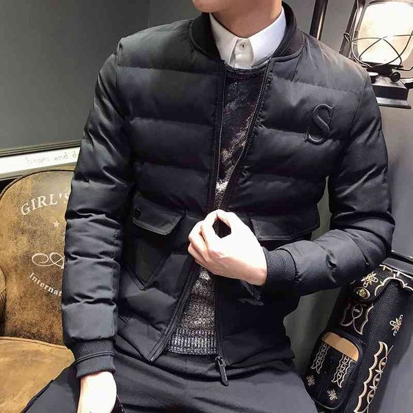 

men's down & parkas men parka winter jacket fashion baseball collar padded coat warm windbreaker cotton overcoat t4n5# uqdj, Black