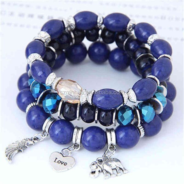 

boho vintage jewelry femme 2017 wooden beads bracelets for women bohemia elephant tassel charm bracelets bangl set, Golden;silver