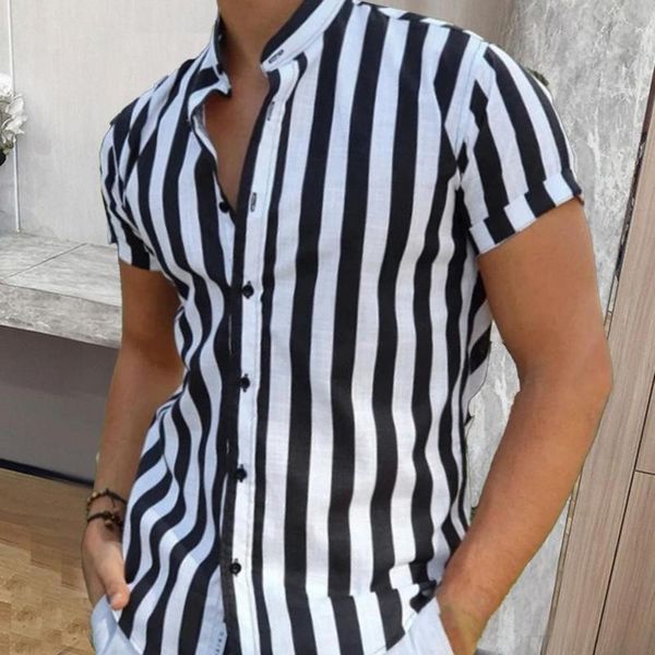 

men's casual shirts stylish short sleeve shirt thin fashionable breathable male, White;black