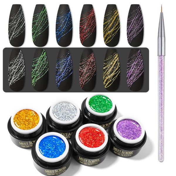 

nail gel 1pc 5ml reflective glitter spider polish wire elastic drawing painting uv soak off pulling silk varnish, Red;pink