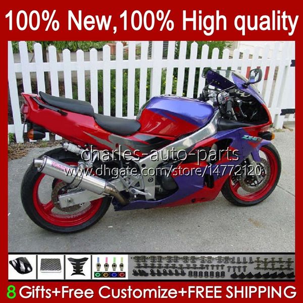 Karosserie für KAWASAKI NINJA ZX-6R ZX600C ZX 6R 636 600CC 600 CC 94-97 Karosserie 50HC.105 rot blau Lager ZX-636 ZX600 ZX 6 R ZX636 1994 1995 1996 1997 ZX6R 94 95 96 97 Verkleidungsset