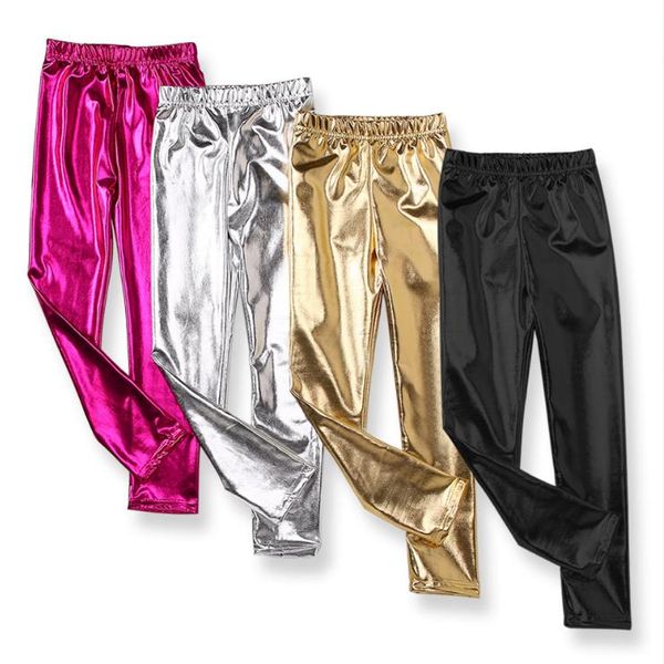 Pantaloni da ragazza Leggings punk in oro argento lucido Primavera Autunno Abbigliamento per bambini 4 colori Opzionale BT6739