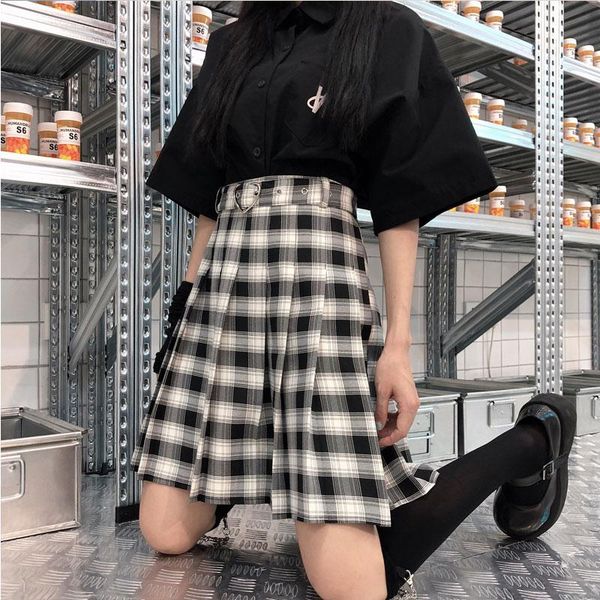 

skirts arrival gothic punk harajuku women casual cool chic preppy style black plaid pleate female fashion shorts