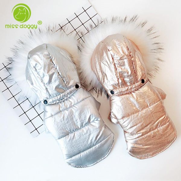 

dog apparel winter clothes two feet coats thick jacket with fur collar gold silver colors s-xxl sizes super warm jackets for pet