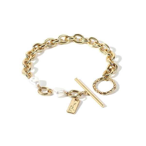 

2021 gold color bracelet trendy lucky english letter tag hand jewelry for women gifts lock bracelet pearl chain bangle, Black