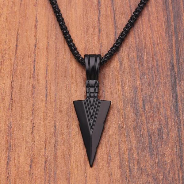 

men's design matte black long necklace with arrow pendant jewelry chain hip hop punk rock christmas halloween gift for men wome necklac, Silver