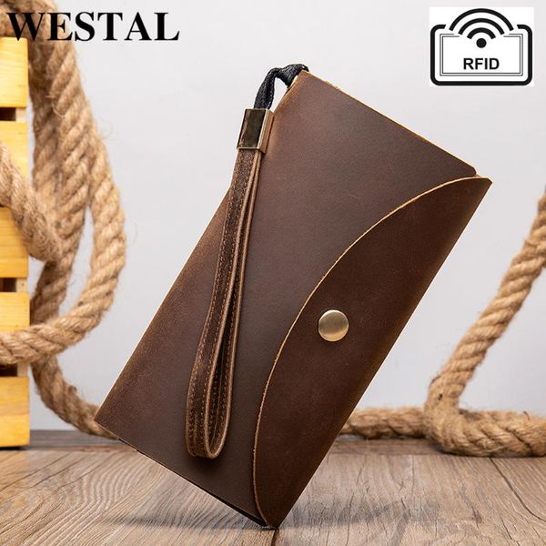 

wallets westal men's leather male clutch genuine long wallet for men hasp bag money purse 7326, Red;black