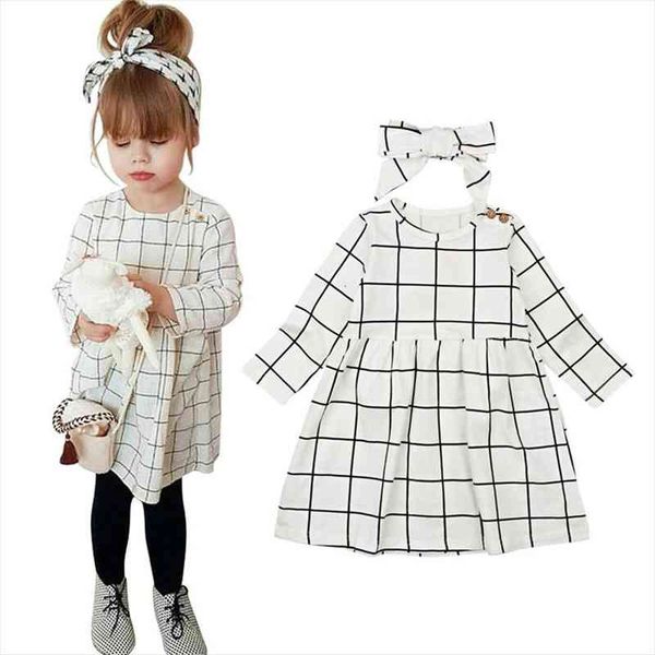 

toddler kids baby girl dress plaid cotton long sleeve outfits clothes, Red;yellow