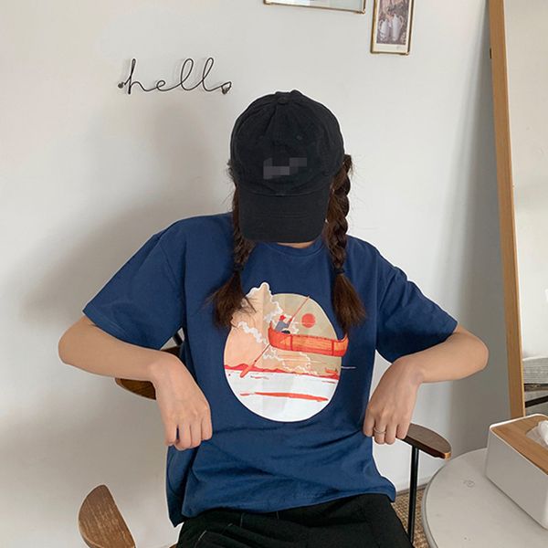 

2 colors 2021 summer preppy style cartoon print short sleeve crop top womens t-shirts womens tee shirt femme (F3943), White
