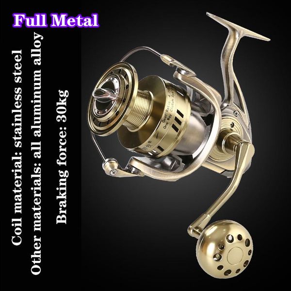 

real full metal fishing reel powerful 12000 coil prevent seawater corrosion jig surfcast drag long distance spool trolling wheel baitcasting