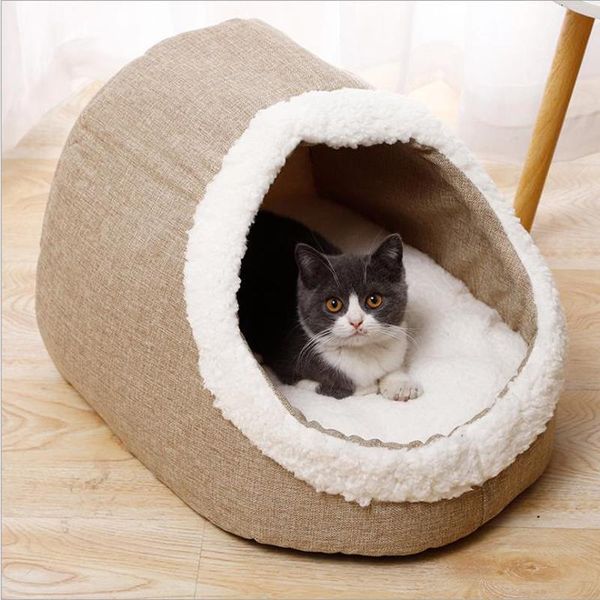 

cat beds & furniture pet dog bed house kennel calceolo winter warm nest soft foldable sleeping pad animal puppy cave mat