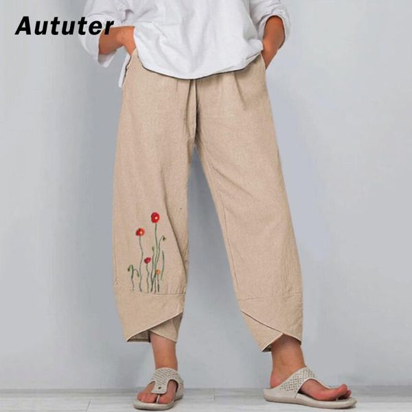 

women casual harem pants summer elastic waist wide leg vintage floral printed trousers female loose pantalon plus size#a3 women's & cap, Black;white