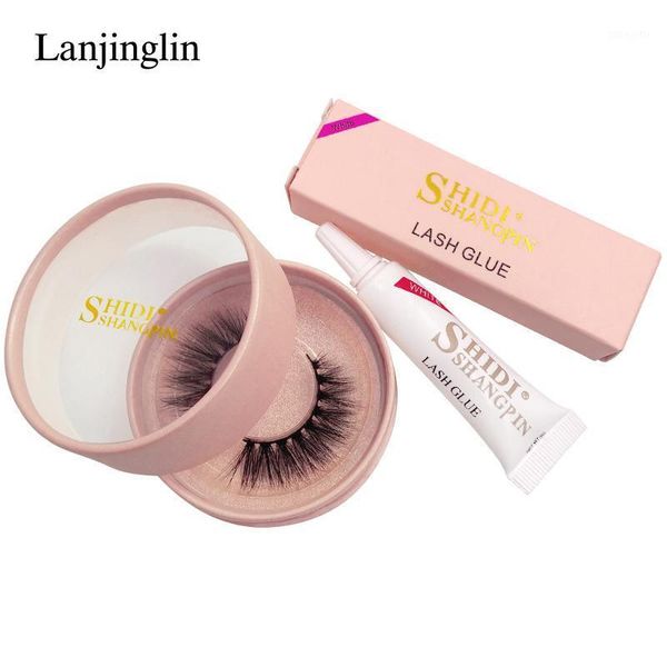 

1 pair cross mink eyelashes strip 3d lashes makeup hand made false eye fake box lash glue1