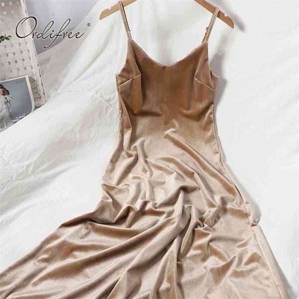 

summer women velvet party dress vintage spaghetti strap basic 210513, Black;gray