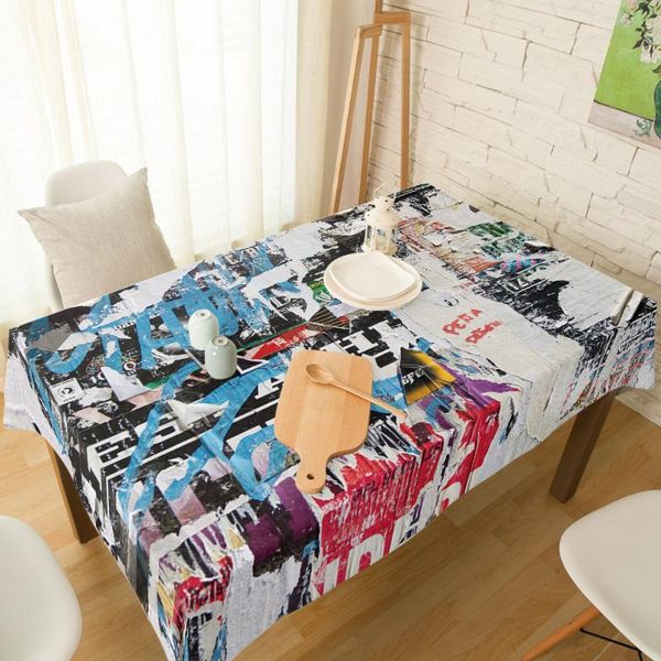 

table cloth street vintage spaper graffiti tablecloth linen cotton spandex elastic dining chair slipcover kitchen cover