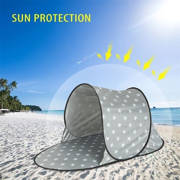 Tenda de acampamento ao ar livre automático À Prova D 'Água Anti UV Beach Ultraleve Pop Up Summer Sea Sun abracatórios Sunshade 220216