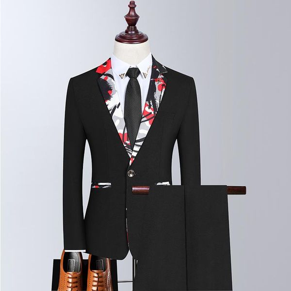 

men's suits & blazers men skinny 2 pieces set formal slim fit tuxedo prom suit / male groom wedding dress jacket coat pants ves, White;black