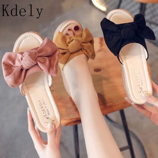 

dress shoes big bowtie woman beach flip flops summer sandals slip- resistant slippers platform size 35-40, Black