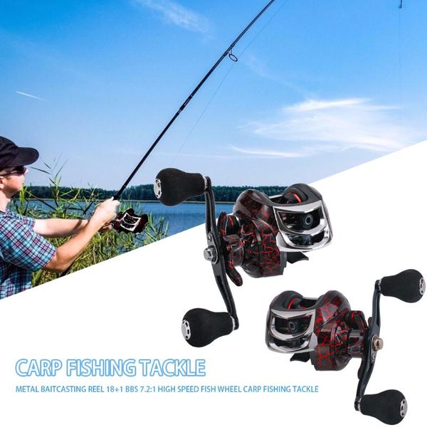 

metal baitcasting reel bearing 18+1 bbs 7.2:1 high speed fish line wheel reels
