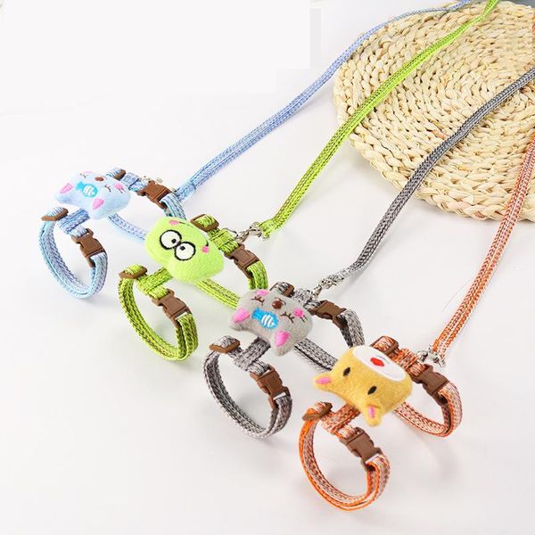 

cat collars & leads adjustable harness dog leash traction rope set for small dogs nylon kitten collar training walking pet accessories