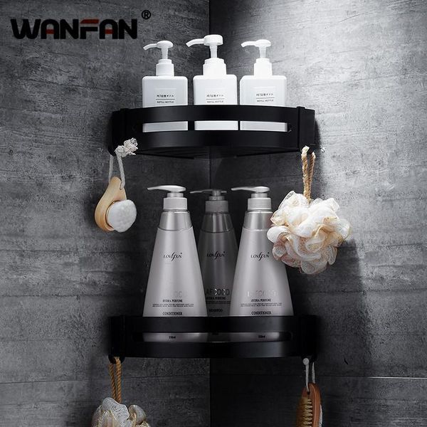 

bathroom shelves space aluminum black 2 tier wall corner shelf shampoo storage rack accessories with hook 608
