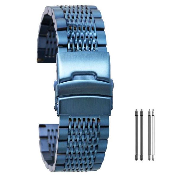 

fashion blue watch bracelet men's watch strap correa 22mm 20mm 18mm 24mm stainless steel watch band luxurious horloge bandjes h0915, Silver