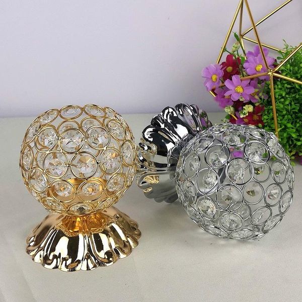 

candle holders gold silver crystal lantern for wedding home party table decor cafe club ornament