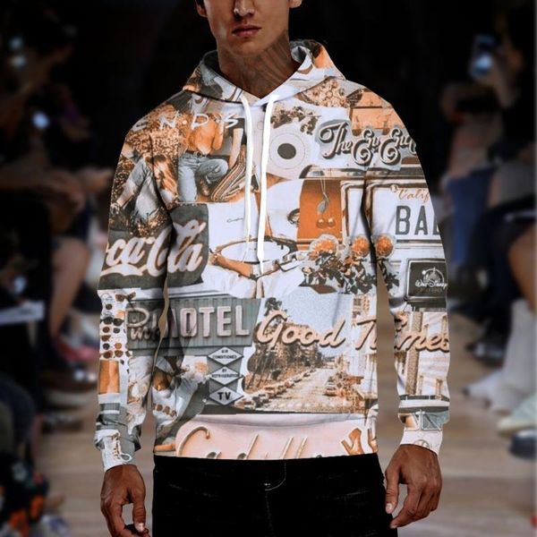 

men's hoodies & sweatshirts fashion men spring autumn long sleeve letter print sweatshirt hip hop streetwear plus size clothing, Black