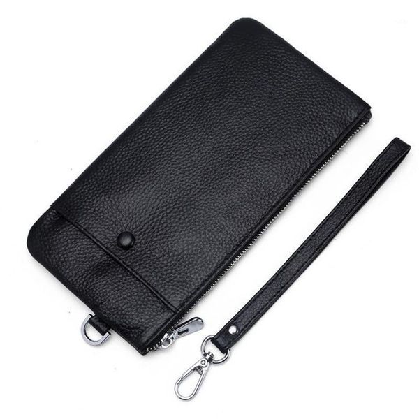 

wallets vintage men women slim soft long zipper wallet genuine leather coin purses money pocket pochette clutch bag card holders1, Red;black