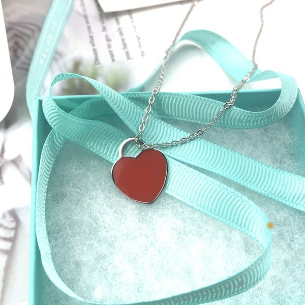 Collana cuore rosso da 19 mm femminile Ciondolo scorrevole in acciaio inossidabile coppia grandi gioielli blu rosa San Valentino Regalo di Natale per accessori fidanzata all'ingrosso