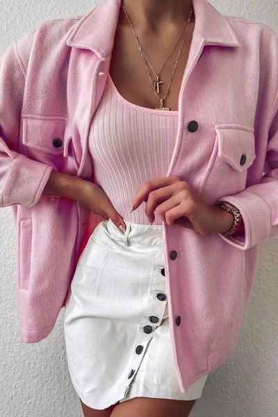 

women's wool & blends women pink coat cashmere loose jacket winter solid office lady pockets blue black purple khaki white oversized pl