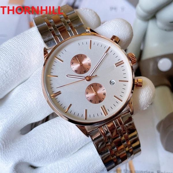 Männer voll funktionsfähige Sub-Zifferblätter arbeiten Designer-Uhr 43mm Quarzwerk Iced Out hochwertige Kleid-Armbanduhren Uhr wasserdicht Großhandel männliche Geschenke Armbanduhr