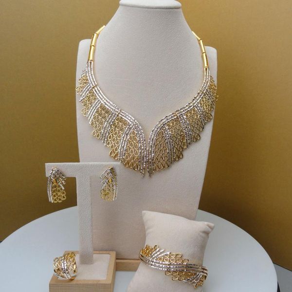 

earrings & necklace yuminglai dubai luxury jewelry set african fashion 24k plated gold ladies jewelries fhk5697, Silver