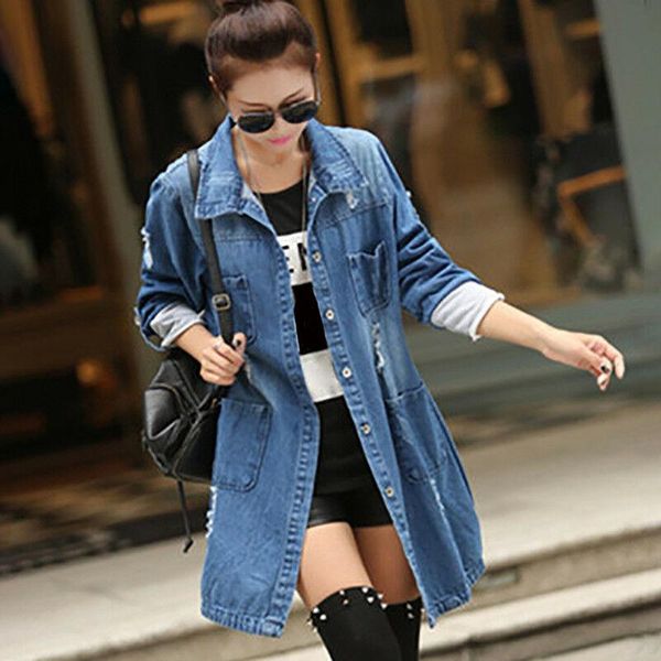 

women long sleeve fashion outwear blue denim jeans jacket coat plus size women's jackets, Black;brown
