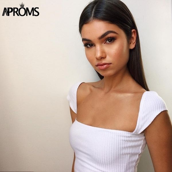 

aproms classic square neck knitted ribbed camis womens low back crop white basic tank streetwear cropped tee 210326