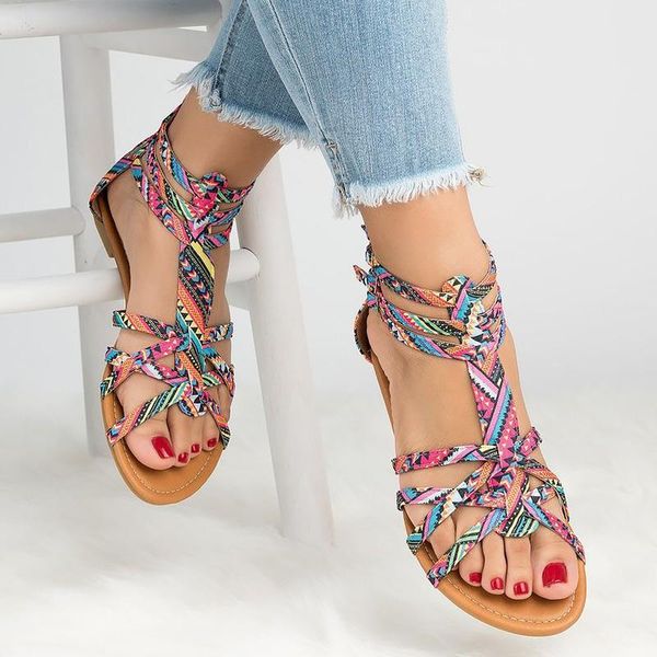 

big size 42-43 flat sandal women summer zipper canvas sandals female light weight casual shoes for fashion, Black