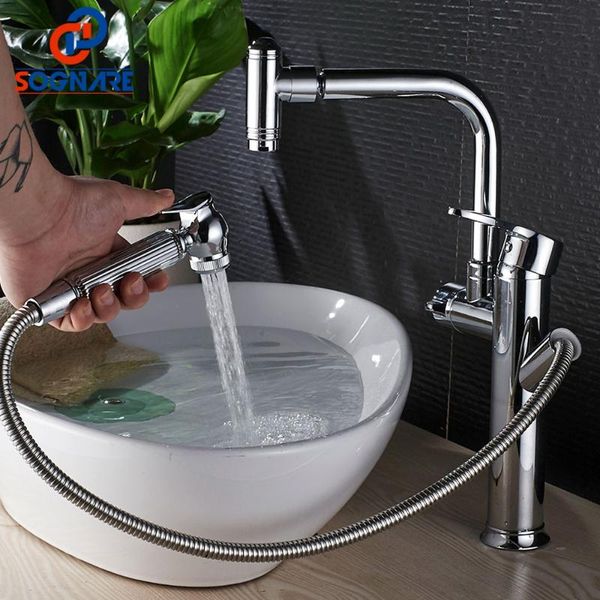 

bathroom sink faucets sognare single handle faucet basin mixer chrome brass pull out swivel spray lever tap cold