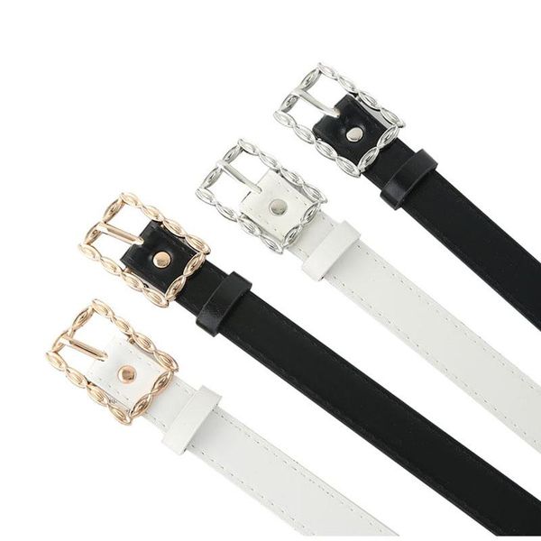 

belts fashion metal twist square buckle belt for women pu leather waist strap ladies jeans trousers waistband clothes accessories, Black;brown