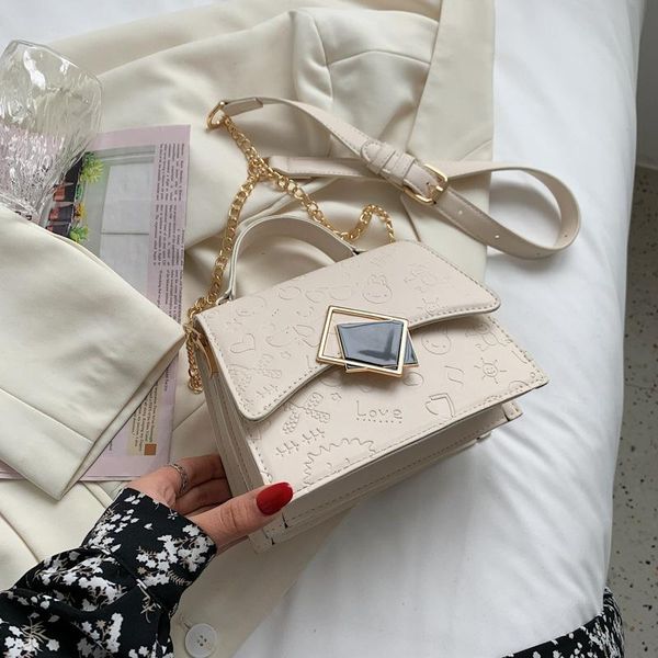 

printing design vintage lock hasp pu handlebags chain handbags purse shoulder bag ladies messenger crossbody bags bolso feminina