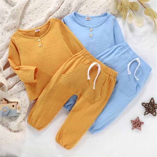 

clothing sets kids autumn clothes toddler baby girls boy pajama solid pullover +pants outfit sleepwear children's 1-5 years, White